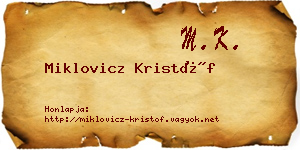 Miklovicz Kristóf névjegykártya